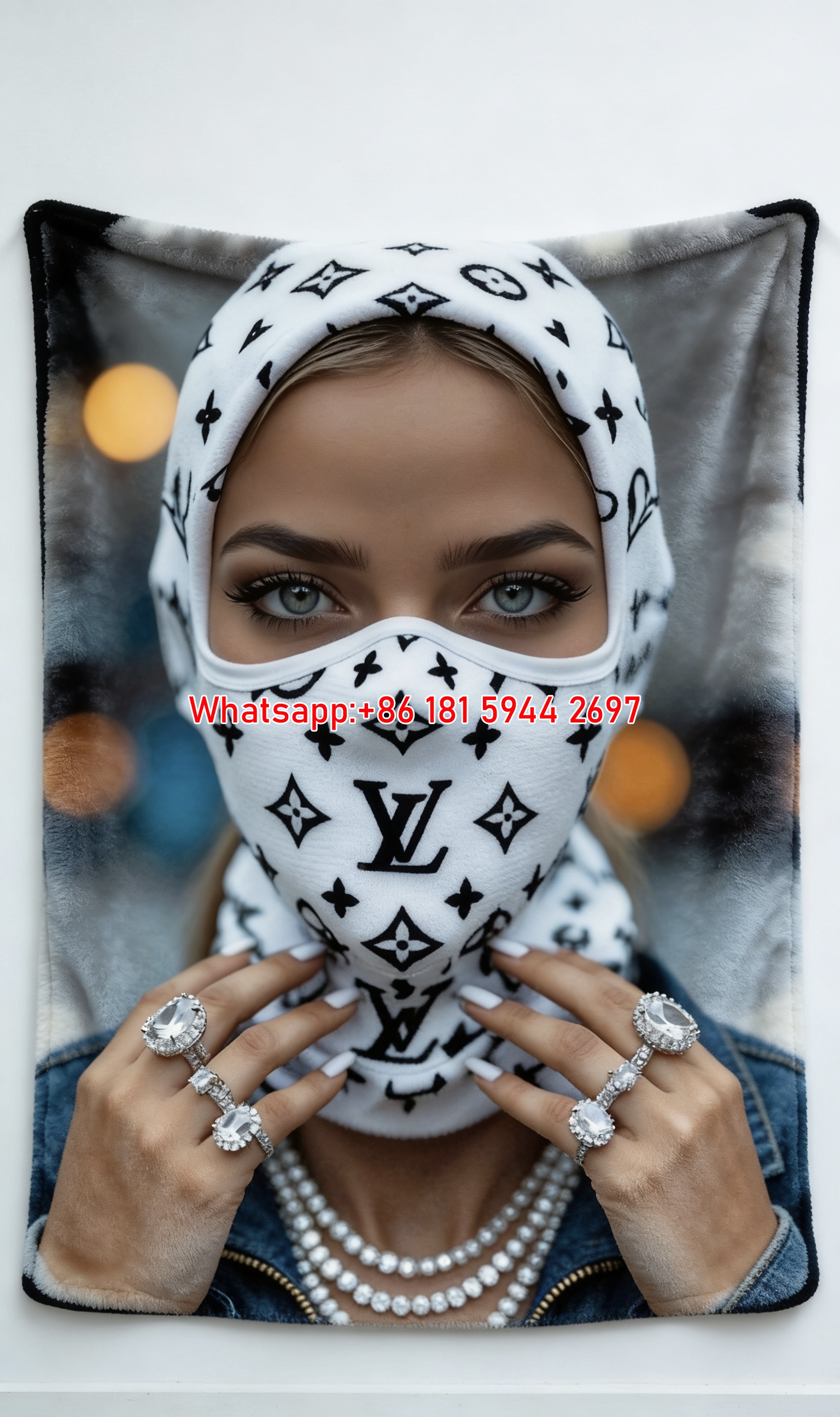 LV Masked Glam Blanket Diamond LV Mask Blanket 123